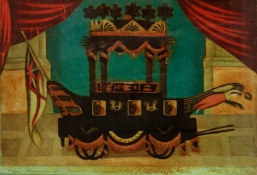 Carrosse à roues décoré d
