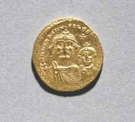 Solidus avec Héraclius et son fils Héraclius Constantin (avers), c.616-625