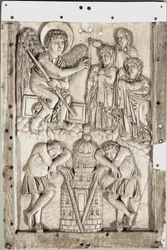 Art carolingien : saintes femmes au sépulcre - (Saintes femmes au sépulcre) Relief en ivoire