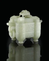 Vase archaïque et couvercle, Tulu, période Qianlong (1736-95)