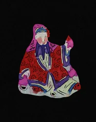 Divinité chinoise. Papier découpé peint ou "Jian Zhi", art populaire chinois, Pékin.