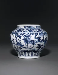 Pot bleu et blanc exceptionnellement rare et important, dynastie Guan Yuan, milieu du 14ème siècle