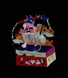 Personnage masculin, divinité chinoise. Découpage de papier peint ou "Jian Zhi", art populaire chinois, Pékin.
