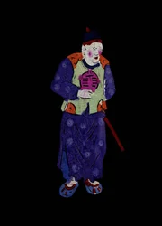 Vieil homme en vêtements traditionnels. Découpage de papier peint ou "Jian Zhi", art populaire chinois, Pékin.