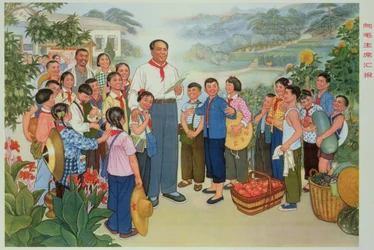 "Rapportant notre récolte au Président Mao", affiche de propagande de la Révolution culturelle chinoise