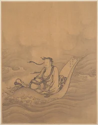 Sauge flottant sur une feuille de lotus (feuille d