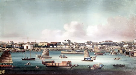 Le port de Canton (Chine) vers le milieu du XIXe siècle. Peinture chinoise anonyme.
