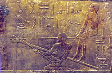 Égypte ancienne, sculpture/peinture murale, mastaba/tombeau de Ti, Saqqarah, 5e dynastie, construction navale