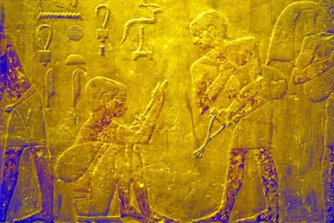 Égypte ancienne, peinture murale, Mastaba/Tombe de Ti, Saqqarah, 5e dynastie, Échange de marchandises au marché