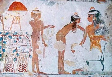 Peinture de tombe égyptienne représentant les préparatifs du festival