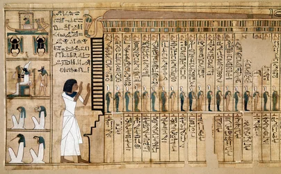Antiquités égyptiennes : fragment du Livre des morts, papyrus de Nebqed. Détail représentant l