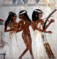 Louxor Thèbes : Nécropole des Nobles, tombe de Nakht (18e dynastie), musiciens. Vallée des Nobles