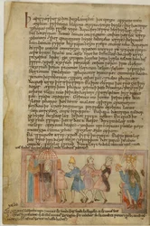 Une scène montrant la justice anglo-saxonne, illustration de (vélin)