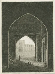 Château de Dudley - Corps de garde et porte nord : eau-forte, nd [?19e siècle] (impression)