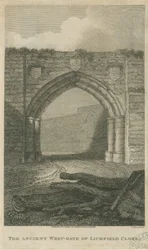 Lichfield - Ancienne porte ouest de The Close (gravure)