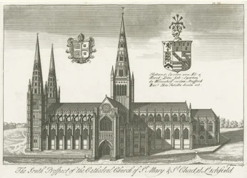 Cathédrale de Lichfield - Vue sud (gravure)