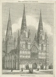 Cathédrale de Lichfield - Façade ouest : gravure sur bois, nd [?XIXe siècle]