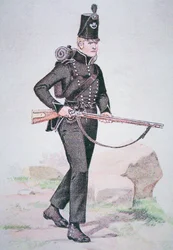 Soldat des 95e fusiliers, vers 1810, armé du fusil Baker, conçu par Ezekiel Baker de Londres