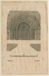 Tutbury Priory Church - Portail ouest : gravure sur bois, nd [?début 19e siècle]