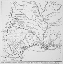 Amérique coloniale : Carte de la Louisiane, Nouvelle-France