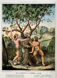 Ève présente la pomme à Adam