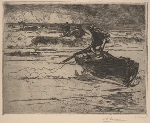 Pêcheurs fuyant la tempête