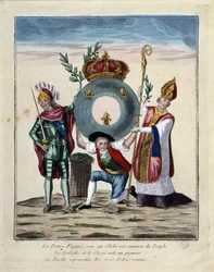 La France, figurée comme un globe, est soutenue par le peuple, la noblesse et le clergé
