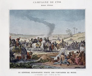 Le général Bonaparte visite les fontaines de Moïse - dans « Victoires et Conquêtes des Armées Françaises », Paris, n.d (gravure)