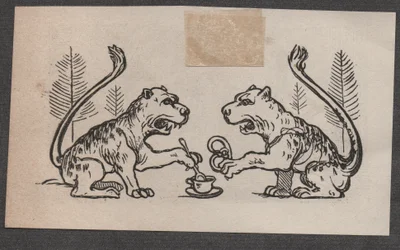 Deux lions boivent du thé
