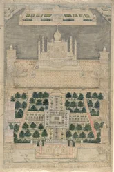 Vue aérienne du Taj Mahal à Agra