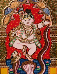 Peinture Tanjore de Bal Krishna en relief