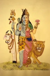 Dieu Shiva en Ardnarees Wear Roop, miniature sur papier