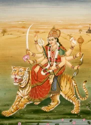 Déesse Durga, miniature sur papier