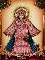 Déesse Radha, peinture miniature sur ivoire