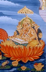 Seigneur Ganesh Ganpati écrivant des écritures, miniature