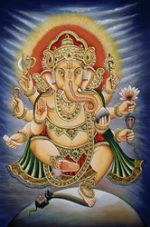 Peinture miniature sur papier de Lord Ganesh Ganpati