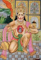 Peinture Miniature de Lord Hanuman sur Papier