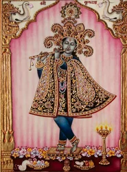 Miniature de Krishna sur ivoire