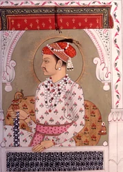 Peinture miniature du roi, Rajasthan, Inde