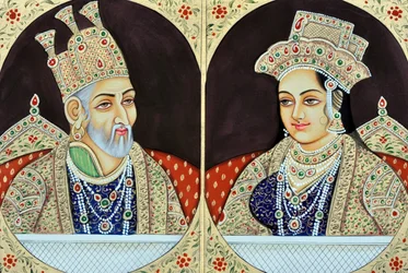 Miniature de Bhadur Shah Zafer avec Jeenat Mahal, Inde, Asie