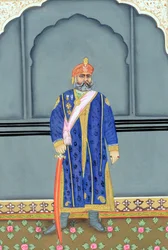 Peinture Miniature de Maharaja Sawai Madho Singh II, Jaipur