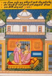 Peinture miniature sur papier, Rag Deepak, école de Nathdwara