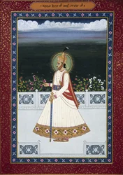 Peinture de Sawai Jai Singh Ex-Souverain, Jaipur, Fondateur (1700-1743), Rajasthan, Inde