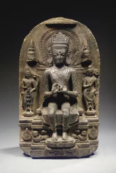 Stèle de style Pala avec Bouddha couronné, Nord-Est de l