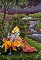 Peinture miniature de Radha Krishna