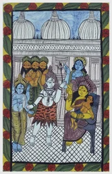 Les dieux viennent admirer Krishna, incarné dans le corps d