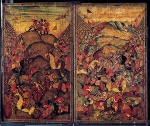 Scène de bataille. Peinture du 17ème siècle d