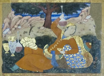 Fresque au palais Chehel Sotoun, Esfahan, Iran