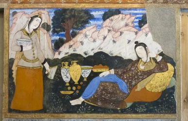 Fresque au palais Chehel Sotoun, Esfahan, Iran