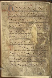 Add MS 24198 f.1v Fly-leaf with hymnal, Missal, according to the use of the Augustinian Canons Regular, with special insertions for the church of St. Thomas the Martyr, Dublin (vellum)